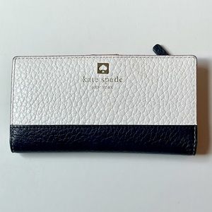 Kate Spade Southport Avenue Stacy Leather Continental Wallet, Porcelain/Navy
